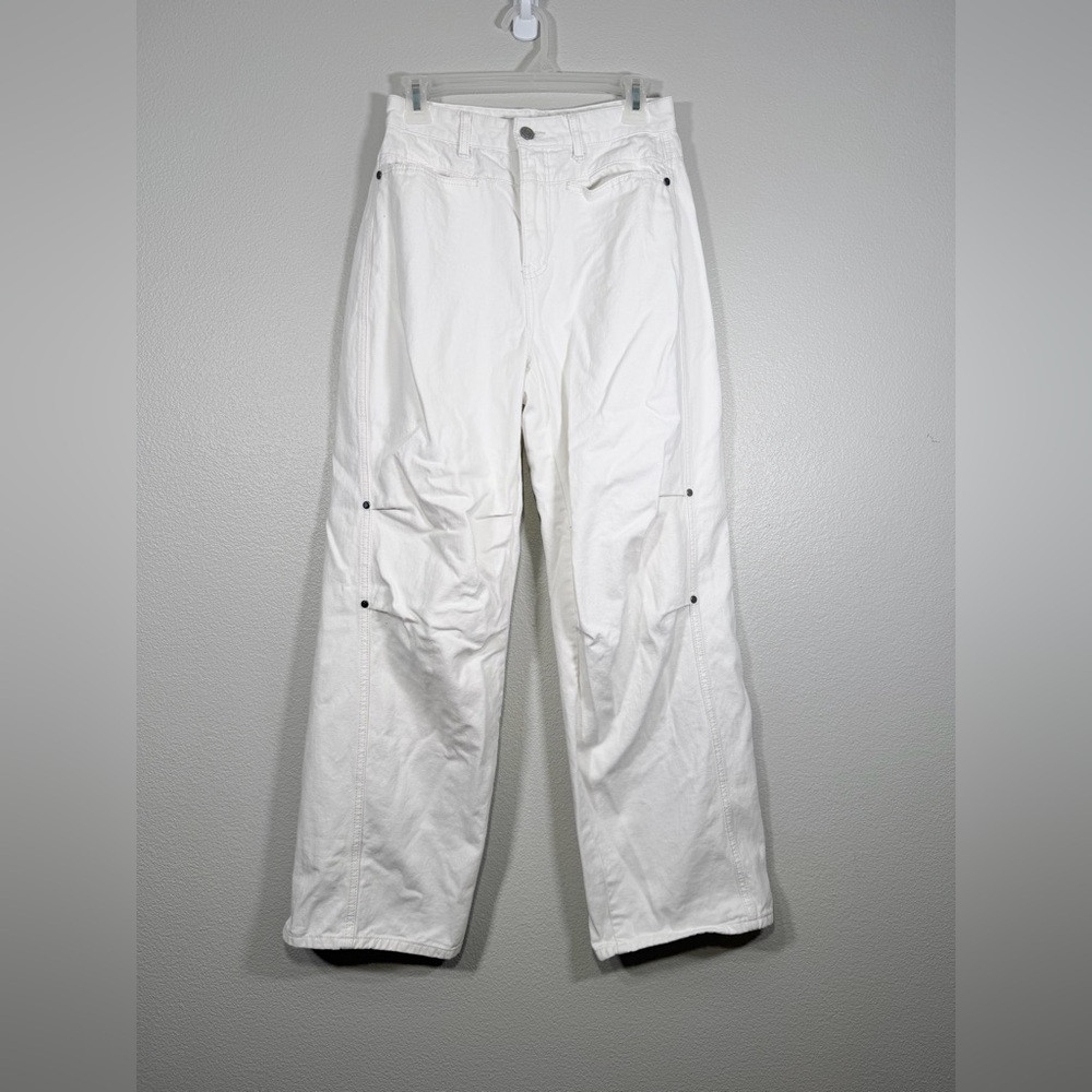 8 Seconds Jeans Boot Cut Pants Wide Leg Flare Cargo Utility White Denim Women S